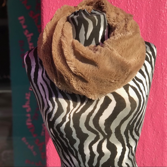 Accessories - Sherpa Taupe Soft Warm Faux Fur Infinity Scarf